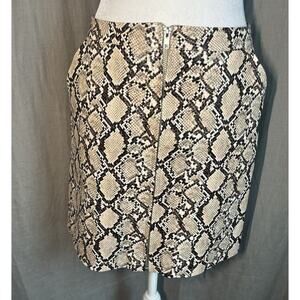 XLE THE LABEL Womens SMALL Mini Skirt Zip Front Snake Print FAUX LEATHER